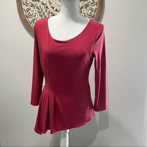 White House Black Market Size Small Berry Colored Tunic.Unique Design.Washable